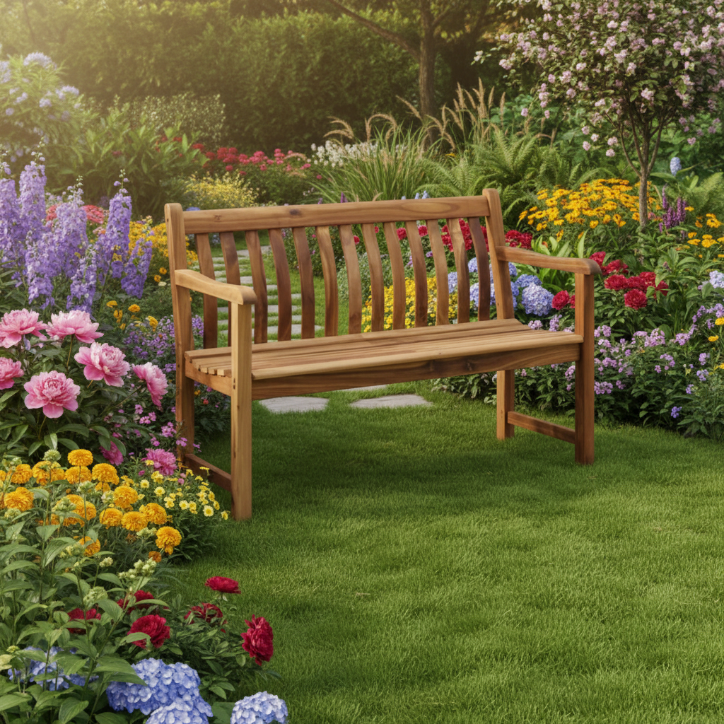 Wooden bench for garden