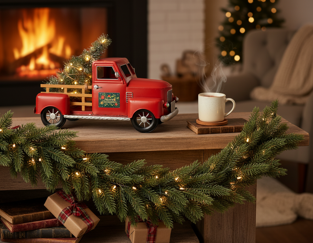 45cm Red Metal Truck Christmas Decoration 